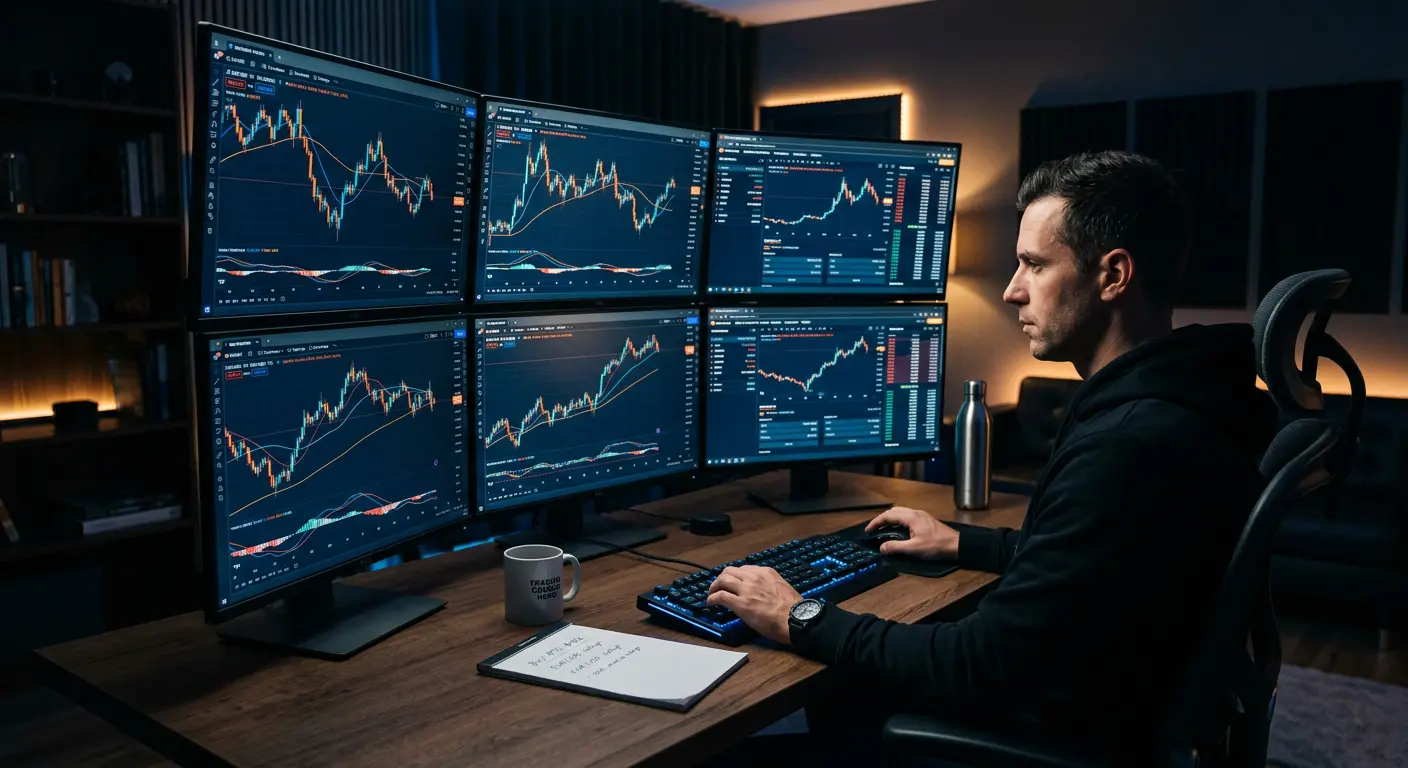 Trading screens showing forex charts